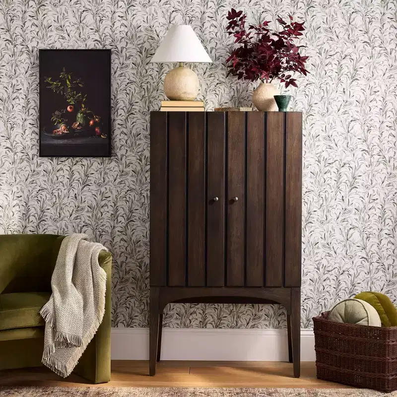 Palma Arched Fluted Cabinet Dark Brown - Threshold™ designed with Studio McGee