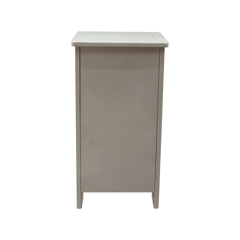 Solid Wood & Water Hyacinth 1-Drawer Grey Accent Cabinet