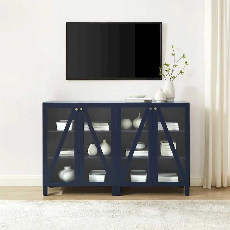 Crosley Cassai 2Pc Media Storage Cabinet Set
