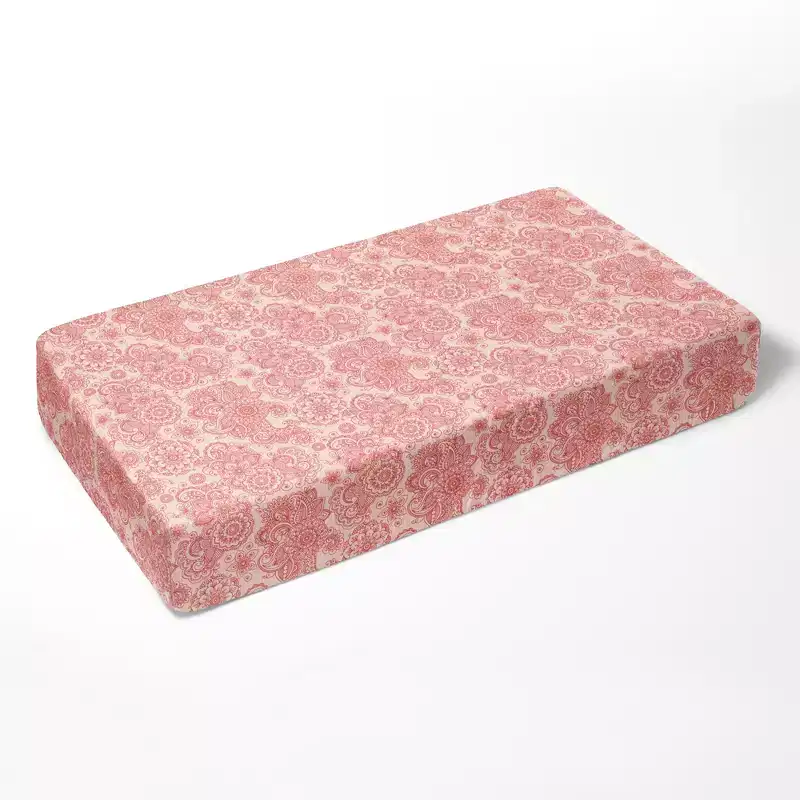 Bacati - Floral Scroll Printed Coral 100 percent Cotton Universal Baby US Standard Crib or Toddler Bed Fitted Sheet