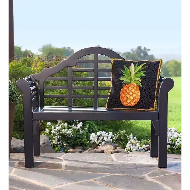 Plow & Hearth Lutyens Wood Garden Bench, in Black