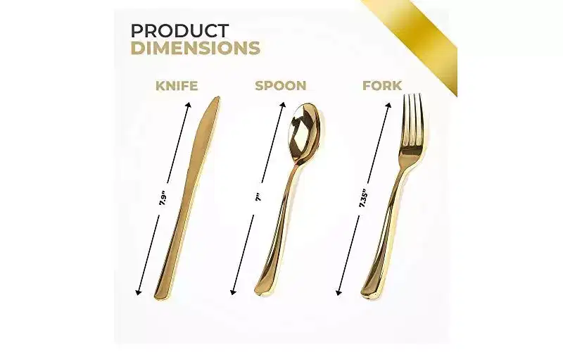 Stock Your Home 300-Pack Gold Plastic Cutlery Set- 100 Forks, 100 Knives, 100 Spoons