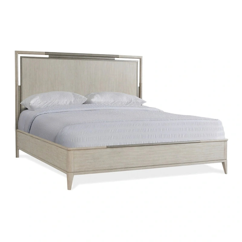 Roundhill Furniture Mantalia 3-Piece Solid Wood Bedroom Set with Metal Frame, Bed with 2 Nightstands, Champagne