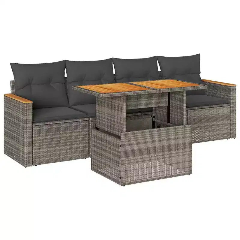 vidaXL Patio Sofa Set Poly Rattan 5 Piece Set Modular