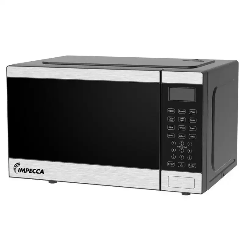 Impecca 0.9 Cu. Ft. Countertop Microwave Oven, 900W, 11.25 Turntable, & Child Lock - Stainless Steel
