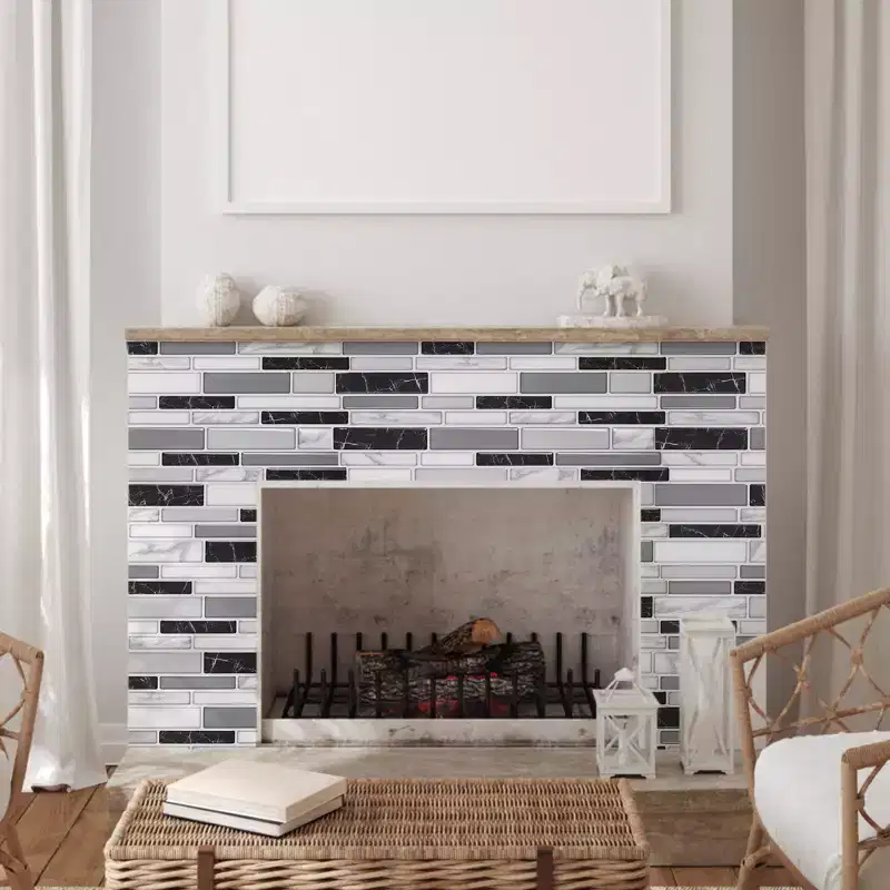 VEVOR Peel and Stick Backsplash 10-Sheet, 12 x 12 x 0.78 inch / 305 x 305 x 2.0 mm Self-Adhesive Wall Tiles, Grey&White