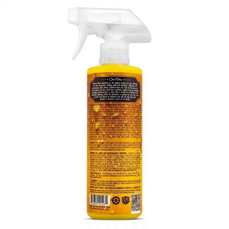 Chemical Guys Blazin' Banana Carnauba Spray Wax: Liquid Cleaner, Automotive Cleaning Kits, Unscented, 1.3 lbs