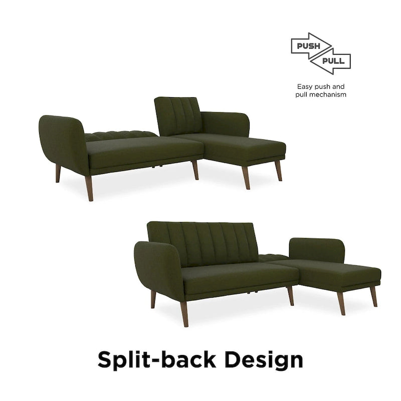 Sectional Futon Sofa Bed, Convertible Sleeper, Modern Living Room Couch