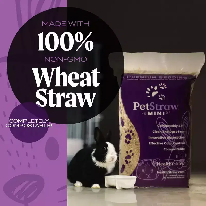 HealthiStraw PetStraw Mini, 38 L (4 lbs)  All-Natural Multi-Length Wheat Straw Animal Bedding for Small Pets -Fluffy, Soft - Sustainable