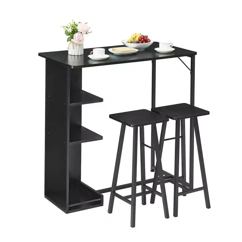 Fulvari 3 Piece Bar Table Set for 2, Kitchen Dining Table with 2 Stools, Counter Height Bar Table and Chair Set, Pub Table Set for Kitchen