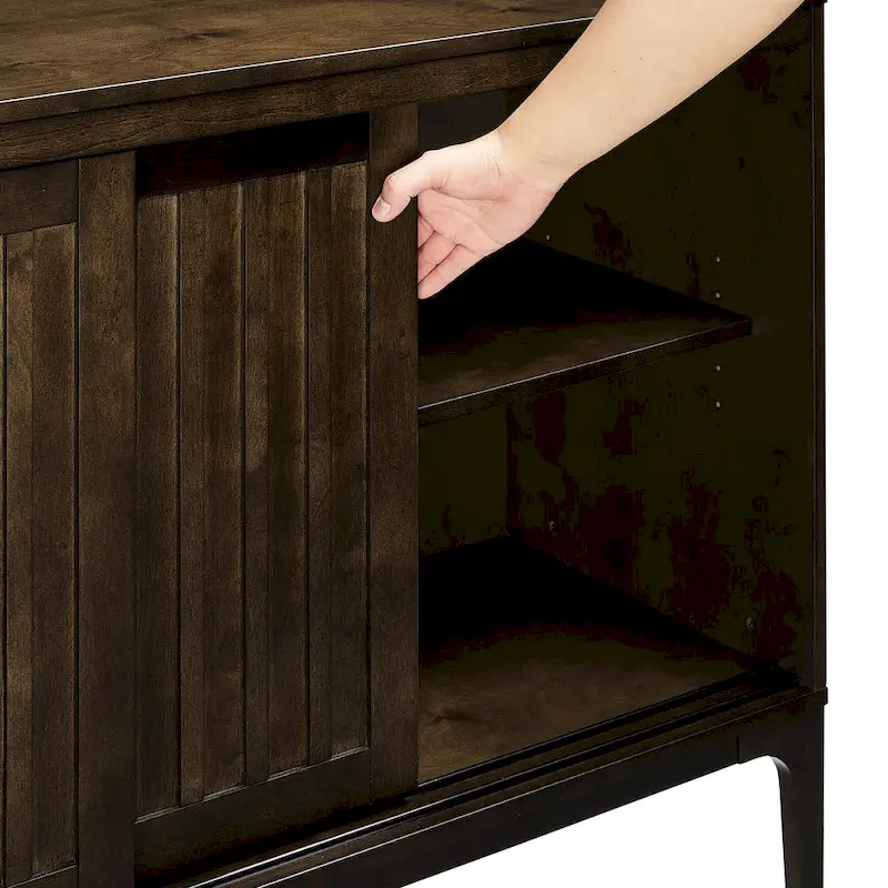Mid-Century Modern Sideboard with Sliding Doors and Storage