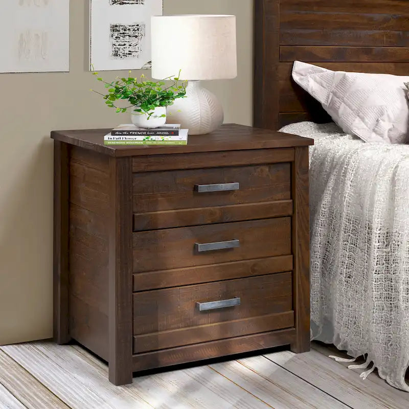 3-Drawer Solid Pine Nightstand