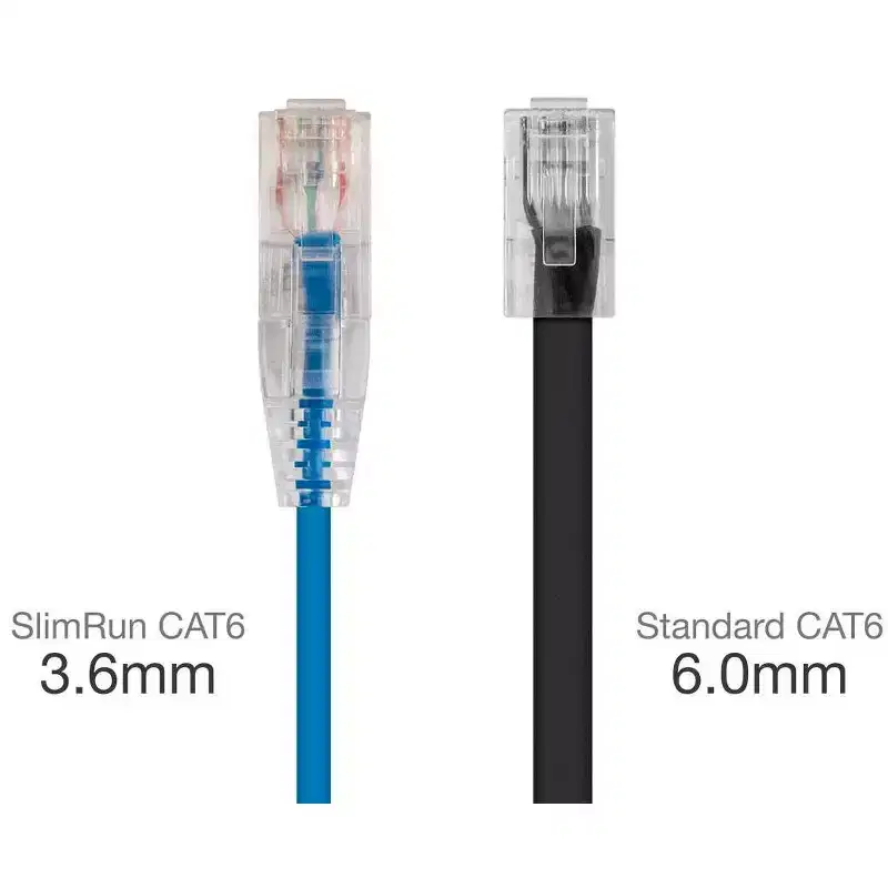 Monoprice Cat6 Ethernet Patch Cable - 0.5 feet - Blue | Snagless RJ45 Stranded 550MHz UTP CMR Riser Rated Pure Bare Copper Wire 28AWG - SlimRun Series