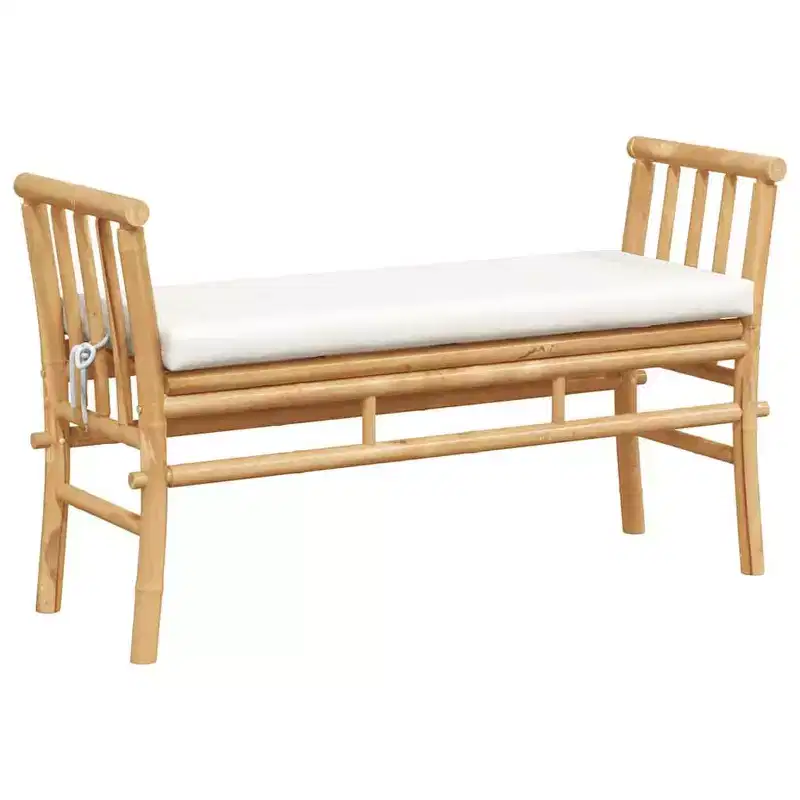 vidaXL Garden Bench with Cushion Brown 43.31 x 14.96 x 25.59 in Bamboo