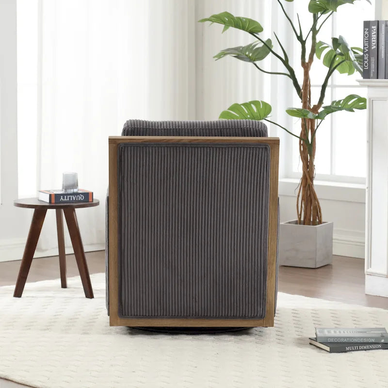 360° Swivel Barrel Accent Chair | Hardwood Frame | Foam Cushion | 300 lb | 26.77H