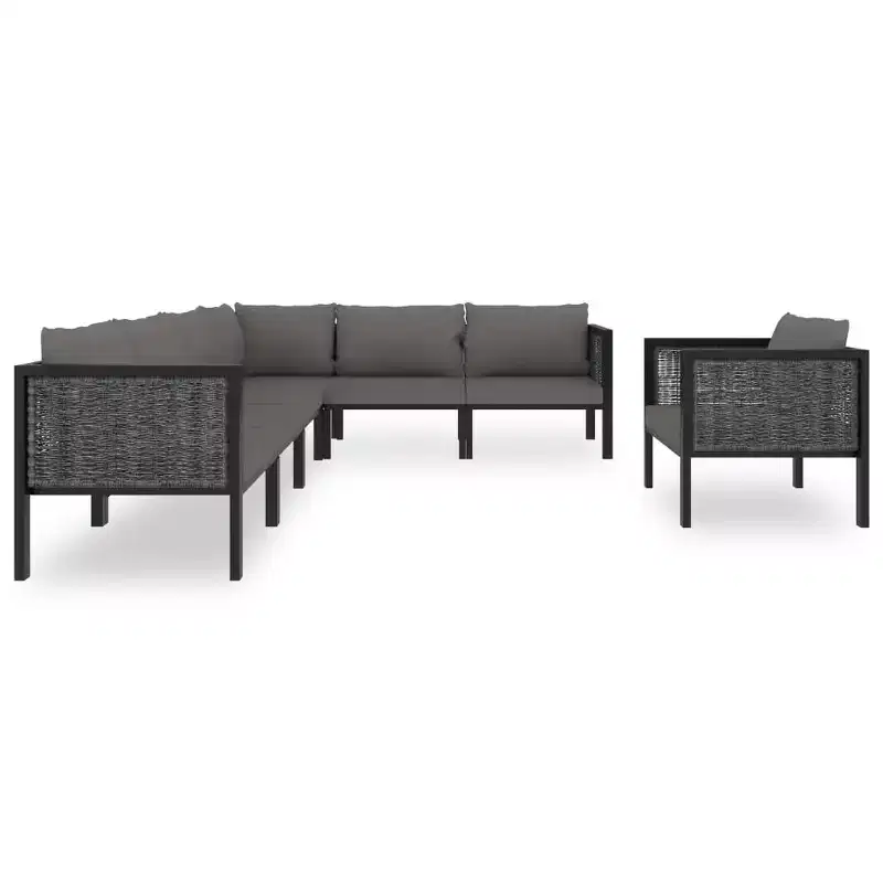 vidaXL Patio Lounge Set Outdoor Sectional Sofa Set Poly Rattan Anthracite