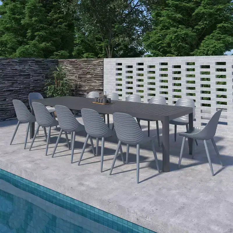 Amazonia Copa 13pc Aluminum Rectangular Extendable Patio Dining Set Gray