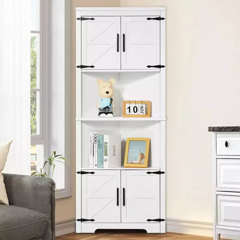 VEVOR 68 Tall Corner Storage Cabinet, 6 Tiers Farmhouse Storage Cabinet with 4 Wooden Doors & Adjustable Shelves,Freestanding Corner Kitchen Cabinet