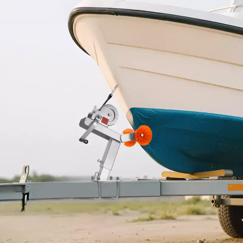 VEVOR Boat Trailer Winch Stand with Roller, 1200 lbs Winch & 2 in x 25 ft Winch Strap, Boat Winch Mount with U-Bolt for Trailer Tongue, Silver