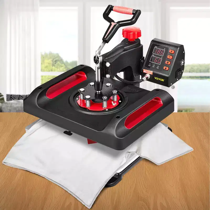 VEVOR 11 in 1 Heat Press, 12 x 15 Inch, Multifunctional Clamshell Printer, Digital Dual-Tube Heat Press Transfer Machine, Black