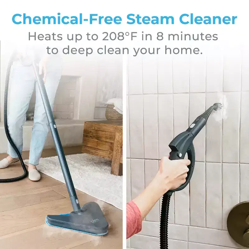 Pure Enrichment PureClean XL Rolling Steam Multi Surface Cleaner: 1500W Steamer with 18 Accessories, 45 Min Steam Time