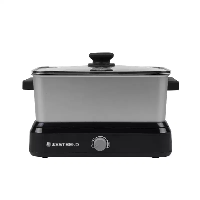 West Bend 5qt Versatilit Cooker with Black Tote Travel Lid Silver