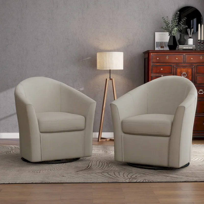 Ensemble de 2 fauteuils pivotants modernes rembourrés de style tonneau, fauteuils d'appoint pour salon