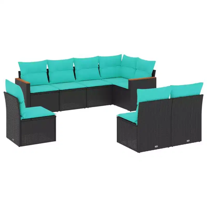 vidaXL Garden Sofa Set with Cushions Poly Rattan