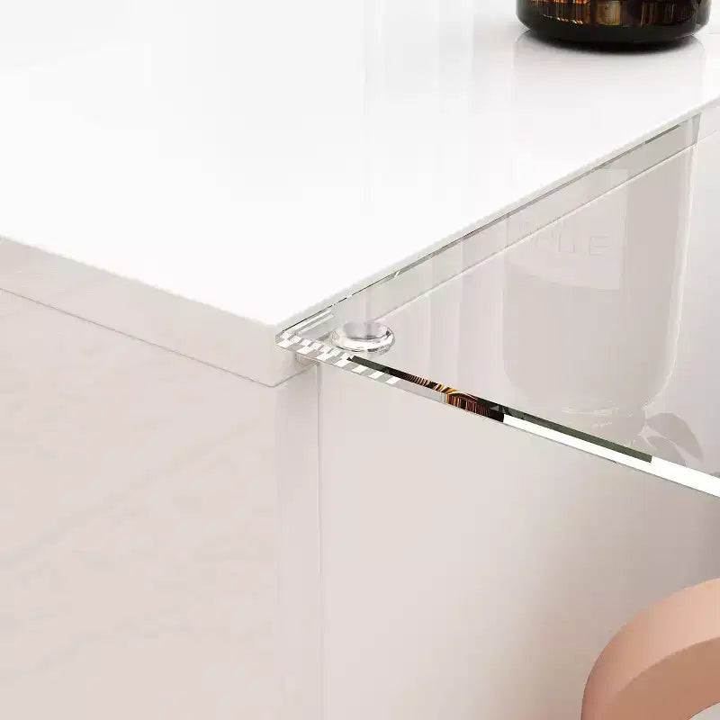 White High-Gloss LED Coffee Table with Drawer & Open Compartments