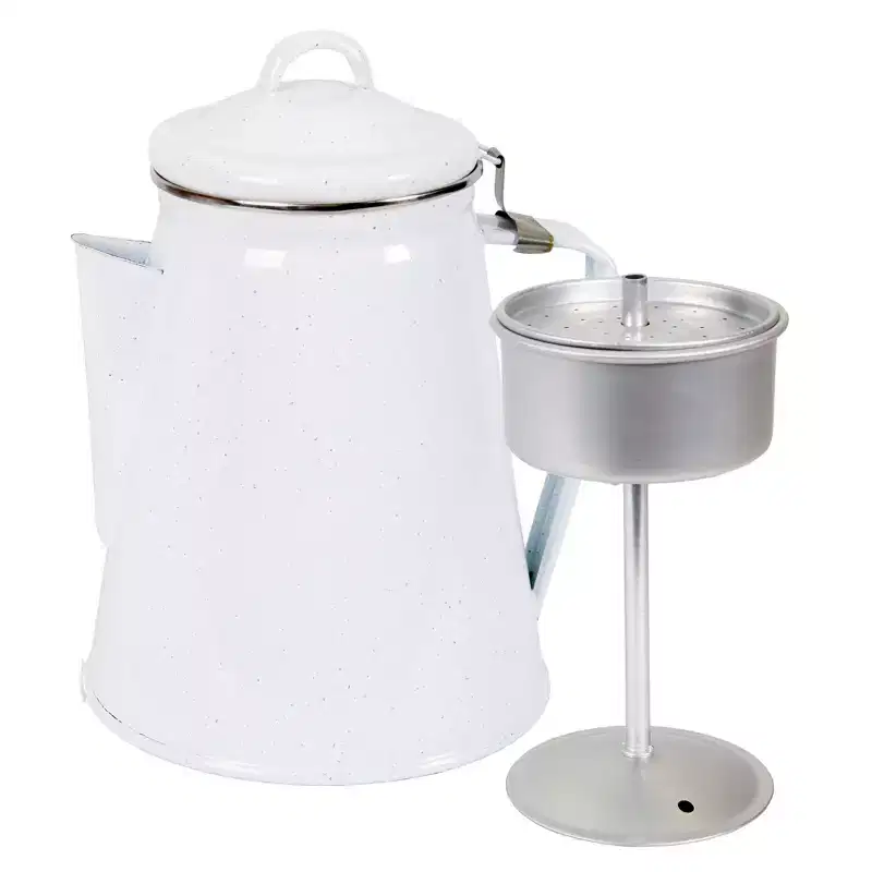 Stansport Enamel Percolator Coffee Pot 8 Cup - White