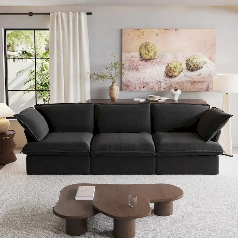 Modern Comfy Cloud Sofa Couch, Minimalist Down-Filled Sectional Sofas Couches, Cushion Covers Removable
