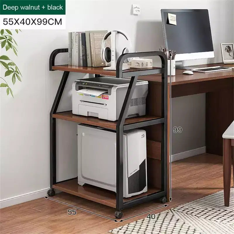 3 Tier Printer Stand, Printer Table with Storage Shelf, Rolling Printer Cart with Wheels, Heat Press Stand for Office