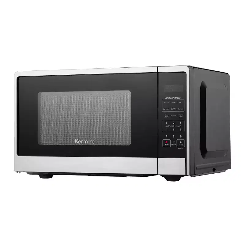 Kenmore 900W Countertop Microwave Oven Stainless Steel: 0.9 cu ft, Child Lock, 10 Power Levels, Small Microwave for Dorm
