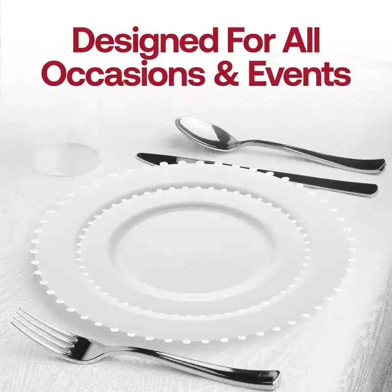 Smarty Had A Party White Pearl String Round Plastic Wedding Set - 60 Sets