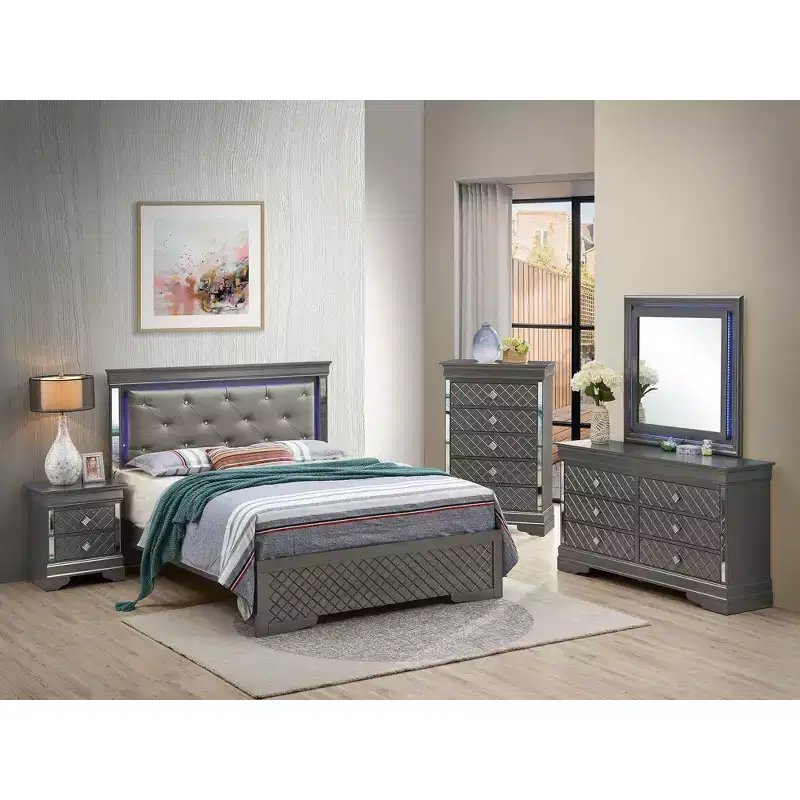 Passion Furniture Verona and Queen Panel Beds