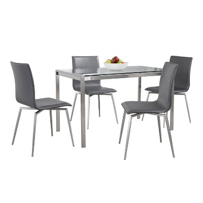 LumiSource 5pc Fuji Mason Swivel Dining Set Stainless Steel
