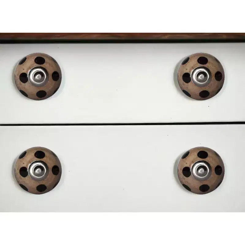 HomeRoots Set of Eight Brown And Black Ceramic And Metal Drawer Pull Knobs