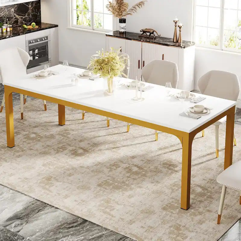 78.74 Dining Table with Wood Top and Metal Legs