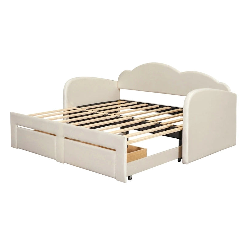 Twin Cloud Velvet Daybed with Trundle and Drawers
