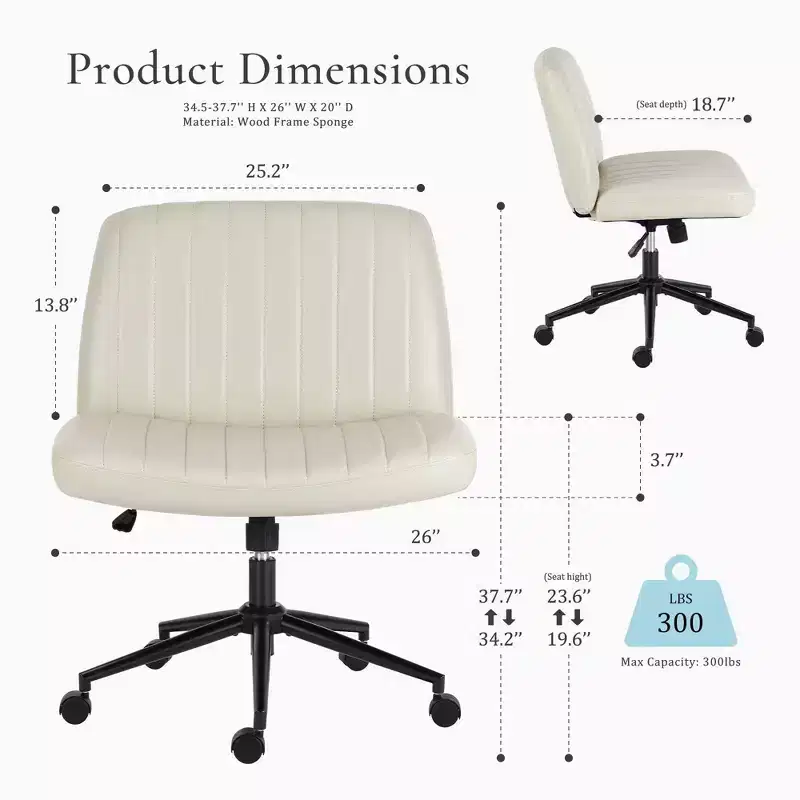 JIONJOY Criss Cross Chair Legged Office Desk Chair with Wheels| Beige