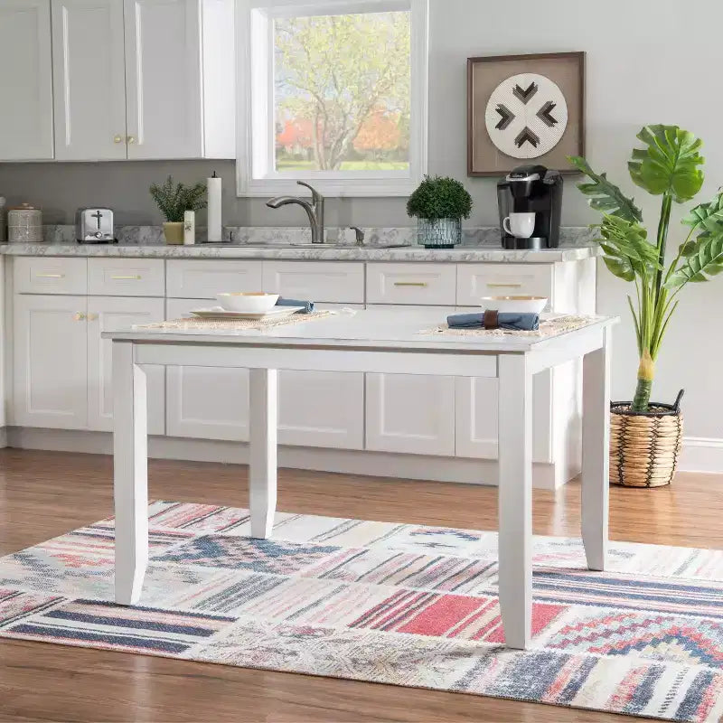 5pc Harleau Solid Wood Dining Set White - Powell: Rectangle Table, 4 Chairs, Nautical Style