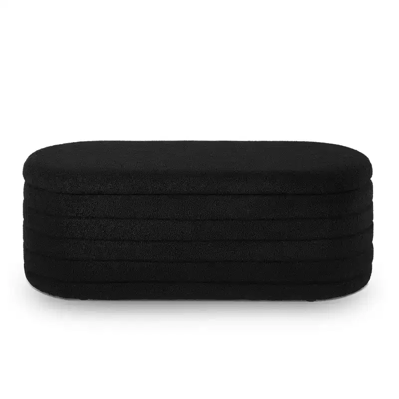 TUYOHW Modern Storage Ottoman Bench, Upholstered Bed Bench with Storage, Bed Stool with Safety Hinge for Bedroom, Black