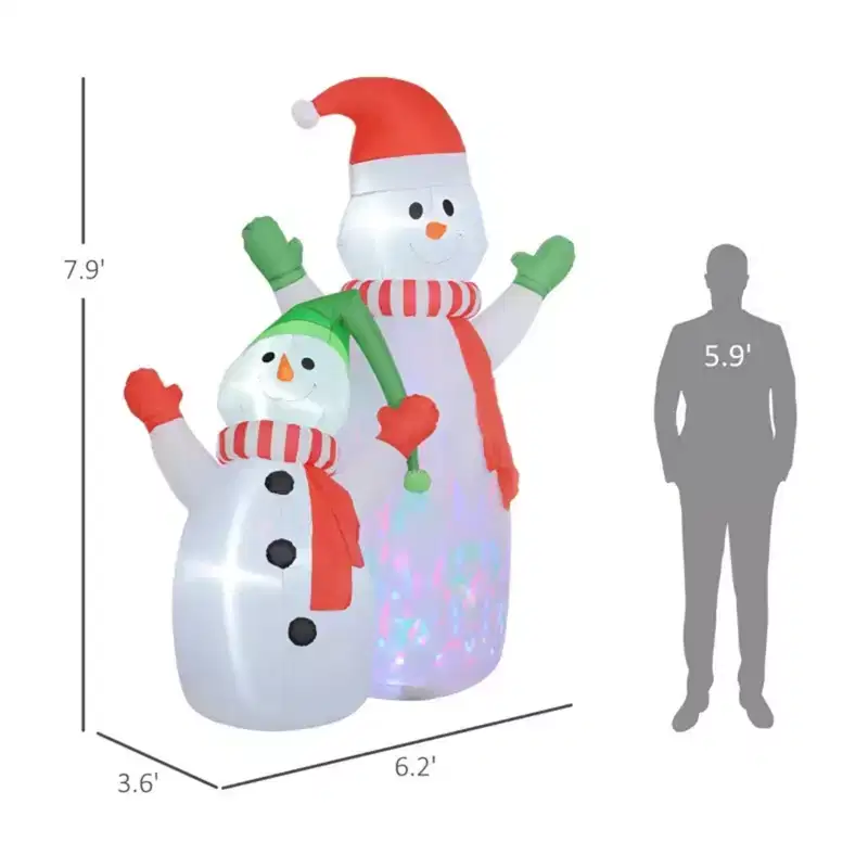 NAYSAYE 8FT Christmas Inflatable Snowman And Son Wearing Hat Scarf And Gloves Holiday Decoration For Yard And Home, Red and White, 74.8*43.3*94.5