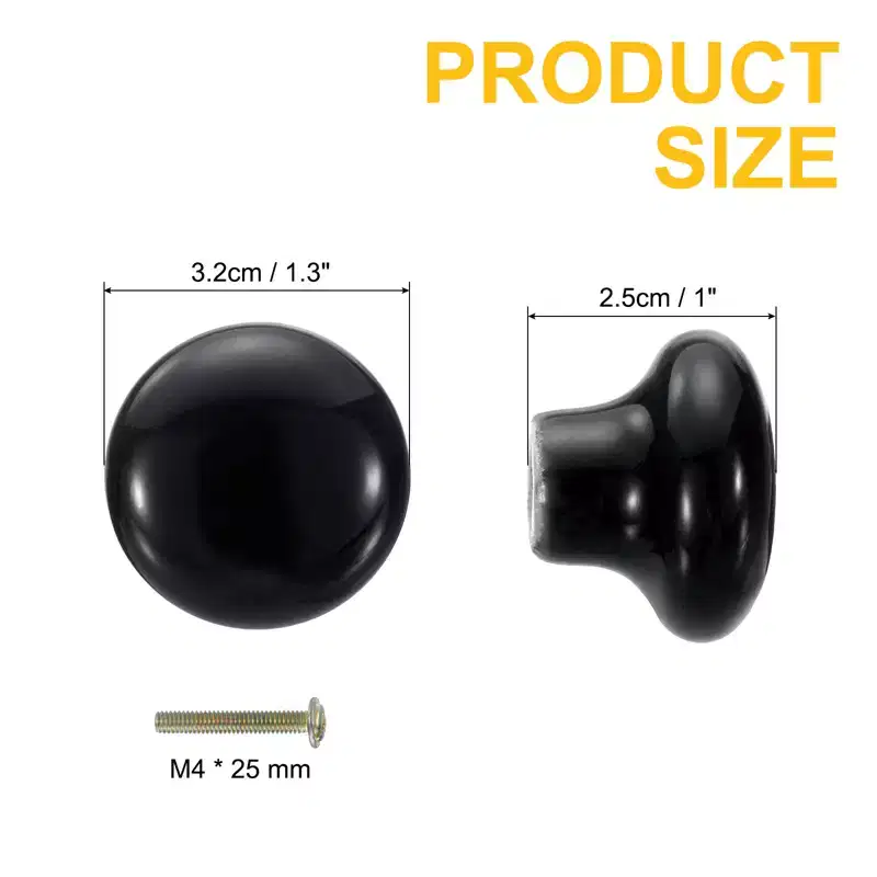 Unique Bargains Round Ceramic Drawer Knobs with Screw for Cupboard Wardrobe 2 Pcs