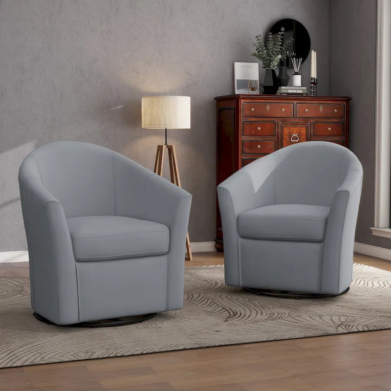 Ensemble de 2 fauteuils pivotants modernes rembourrés de style tonneau, fauteuils d'appoint pour salon