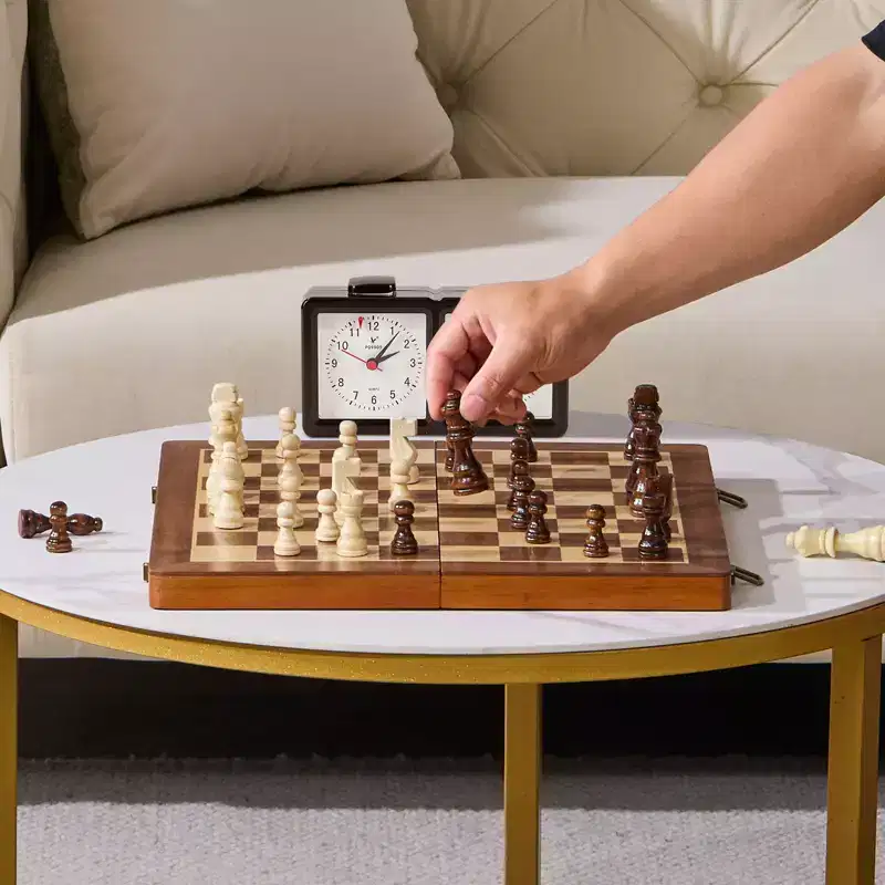 VEVOR Magnetic Wooden Chess Set, 15 inch 2-IN-1 Chess Checkers Game Set, Folding Chess Board Games for Adults Kids, 2 Queens Portable Travel Gift