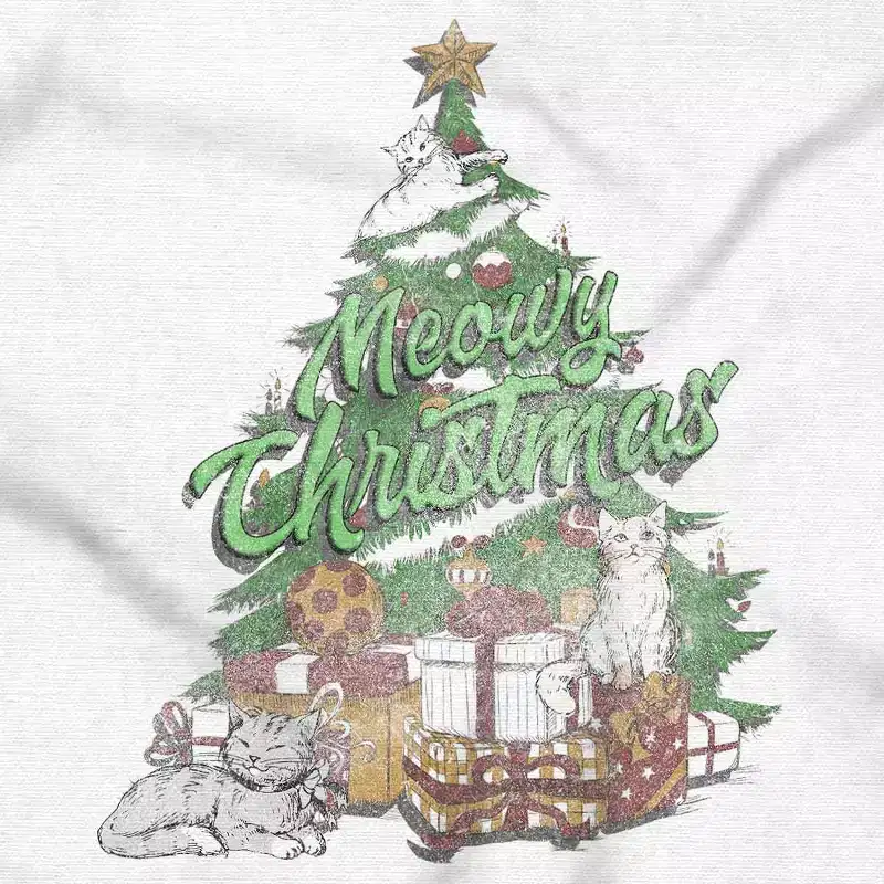 Classic Meowy Christmas Tree Kittens Sweatshirt for Men or Women Brisco Brands