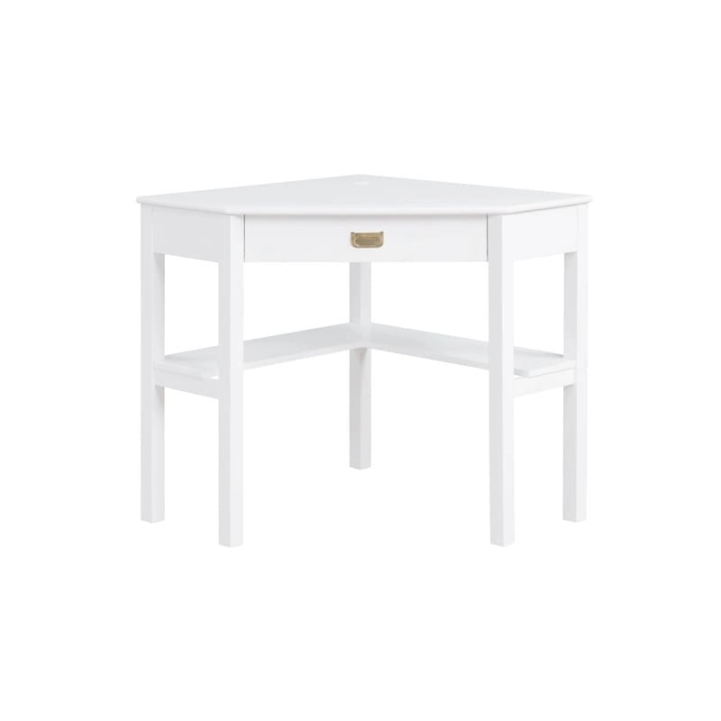 Campaign Style Corner Writing Desk with Keyboard Tray