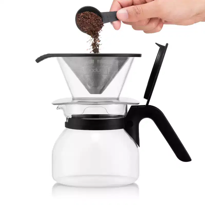 Bodum Rio 4c 16oz Dripper Set Pour Over Coffee Maker Black: 4 Cup Manual Drip Coffee Maker, BPA-Free, Dishwasher-Safe
