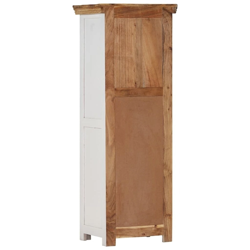 vidaXL Highboard Brown&White 15.7x11.8x43.3 Solid Wood Mango and Acacia - 15.7 x 11.8 x 43.3
